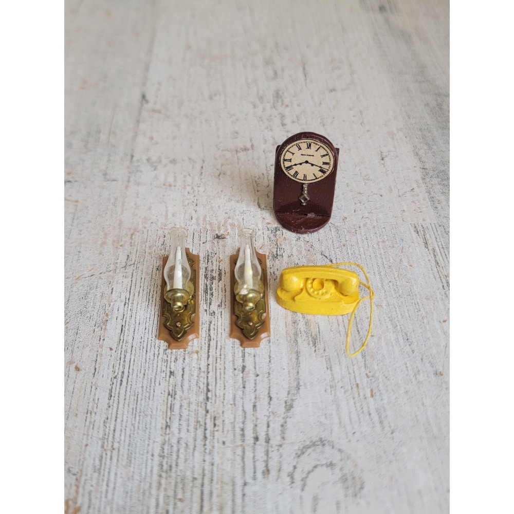 Victorian lamp telephone clock dollhouse mini accessory furniture set
